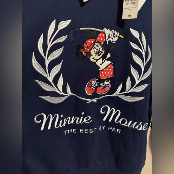 NWT- Disney Minnie Mouse Golf Collared Woman’s Crewneck- Boxlunch Exclusive - Picture 2 of 6